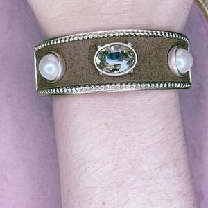 69u. Brown Faux Suede Bling Clamper Bracelet